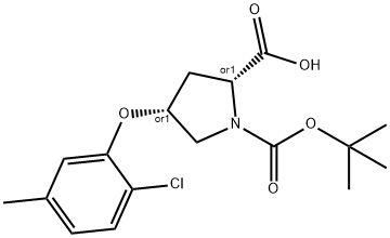 (2S,4S)-1-(TERT-BUTOXYCARBONYL)-4-(2-CHLORO-5-METHYLPHENOXY)-2-PYRROLIDINECARBOXYLIC ACID Struktur