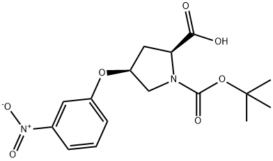 (2S,4S)-1-(TERT-BUTOXYCARBONYL)-4-(3-NITRO-PHENOXY)-2-PYRROLIDINECARBOXYLIC ACID Struktur