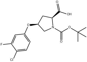 (2S,4S)-1-(TERT-BUTOXYCARBONYL)-4-(4-CHLORO-3-FLUOROPHENOXY)-2-PYRROLIDINECARBOXYLIC ACID Struktur