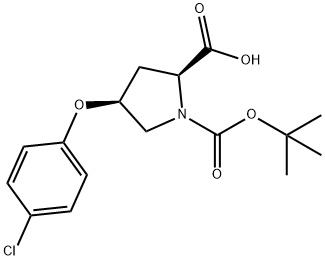 (2S,4S)-1-(TERT-BUTOXYCARBONYL)-4-(4-CHLORO-PHENOXY)-2-PYRROLIDINECARBOXYLIC ACID Struktur