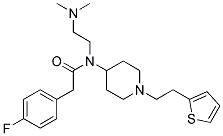 N-[2-(DIMETHYLAMINO)ETHYL]-2-(4-FLUOROPHENYL)-N-(1-[2-(2-THIENYL)ETHYL]PIPERIDIN-4-YL)ACETAMIDE Struktur