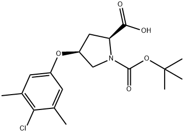 (2S,4S)-1-(TERT-BUTOXYCARBONYL)-4-(4-CHLORO-3,5-DIMETHYLPHENOXY)-2-PYRROLIDINECARBOXYLIC ACID Struktur