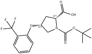 (2S,4S)-1-(TERT-BUTOXYCARBONYL)-4-[2-(TRIFLUORO-METHYL)PHENOXY]-2-PYRROLIDINECARBOXYLIC ACID Struktur