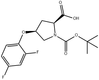 (2S,4S)-1-(TERT-BUTOXYCARBONYL)-4-(2,4-DIFLUORO-PHENOXY)-2-PYRROLIDINECARBOXYLIC ACID Struktur