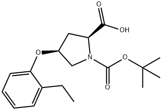 (2S,4S)-1-(TERT-BUTOXYCARBONYL)-4-(2-ETHYLPHENOXY)-2-PYRROLIDINECARBOXYLIC ACID Struktur