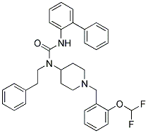 N'-BIPHENYL-2-YL-N-(1-[2-(DIFLUOROMETHOXY)BENZYL]PIPERIDIN-4-YL)-N-(2-PHENYLETHYL)UREA Struktur