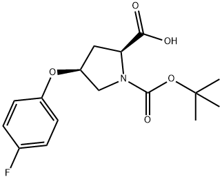 (2S,4S)-1-(TERT-BUTOXYCARBONYL)-4-(4-FLUORO-PHENOXY)-2-PYRROLIDINECARBOXYLIC ACID Struktur