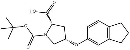 (2S,4S)-1-(TERT-BUTOXYCARBONYL)-4-(2,3-DIHYDRO-1H-INDEN-5-YLOXY)-2-PYRROLIDINECARBOXYLIC ACID Struktur