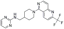 N-((1-[2-(TRIFLUOROMETHYL)-1,6-NAPHTHYRIDIN-5-YL]PIPERIDIN-4-YL)METHYL)PYRIMIDIN-2-AMINE Struktur