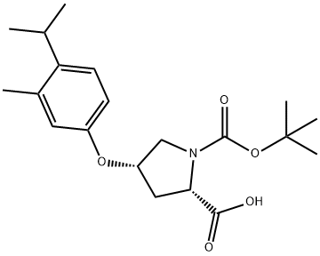 (2S,4S)-1-(TERT-BUTOXYCARBONYL)-4-(4-ISOPROPYL-3-METHYLPHENOXY)-2-PYRROLIDINECARBOXYLIC ACID Struktur