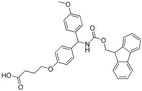 FMOC-4-METHOXY-4'-(GAMMA-CARBOXYPROPYLOXY)-BENZHYDRYLAMINE LINKED TO ALANYL-AMINOMETHYL RESIN Struktur