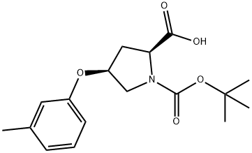 (2S,4S)-1-(TERT-BUTOXYCARBONYL)-4-(3-METHYL-PHENOXY)-2-PYRROLIDINECARBOXYLIC ACID Struktur