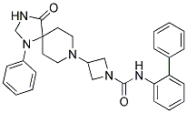 N-BIPHENYL-2-YL-3-(4-OXO-1-PHENYL-1,3,8-TRIAZASPIRO[4.5]DEC-8-YL)AZETIDINE-1-CARBOXAMIDE Struktur