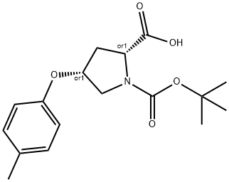 (2S,4S)-1-(TERT-BUTOXYCARBONYL)-4-(4-METHYL-PHENOXY)-2-PYRROLIDINECARBOXYLIC ACID Struktur