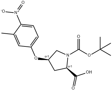 (2S,4S)-1-(TERT-BUTOXYCARBONYL)-4-(3-METHYL-4-NITROPHENOXY)-2-PYRROLIDINECARBOXYLIC ACID Struktur