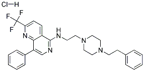 8-PHENYL-N-(2-[4-(2-PHENYLETHYL)PIPERAZIN-1-YL]ETHYL)-2-(TRIFLUOROMETHYL)-1,6-NAPHTHYRIDIN-5-AMINE HYDROCHLORIDE Struktur