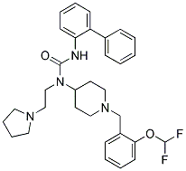 N'-BIPHENYL-2-YL-N-(1-[2-(DIFLUOROMETHOXY)BENZYL]PIPERIDIN-4-YL)-N-(2-PYRROLIDIN-1-YLETHYL)UREA Struktur