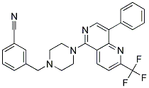 3-((4-[8-PHENYL-2-(TRIFLUOROMETHYL)-1,6-NAPHTHYRIDIN-5-YL]PIPERAZIN-1-YL)METHYL)BENZONITRILE Struktur