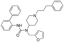 N'-BIPHENYL-2-YL-N-(2-FURYLMETHYL)-N-[1-(3-PHENYLPROPYL)PIPERIDIN-4-YL]UREA Struktur