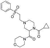 4-((1-(CYCLOPROPYLCARBONYL)-4-[2-(PHENYLSULFONYL)ETHYL]PIPERAZIN-2-YL)CARBONYL)MORPHOLINE Struktur