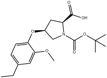 (2S,4S)-1-(TERT-BUTOXYCARBONYL)-4-(4-ETHYL-2-METHOXYPHENOXY)-2-PYRROLIDINECARBOXYLIC ACID Struktur