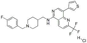 N-([1-(4-FLUOROBENZYL)PIPERIDIN-4-YL]METHYL)-8-(3-THIENYL)-2-(TRIFLUOROMETHYL)-1,6-NAPHTHYRIDIN-5-AMINE HYDROCHLORIDE Struktur