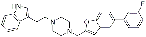 3-[2-(4-([5-(3-FLUOROPHENYL)-1-BENZOFURAN-2-YL]METHYL)PIPERAZIN-1-YL)ETHYL]-1H-INDOLE Struktur