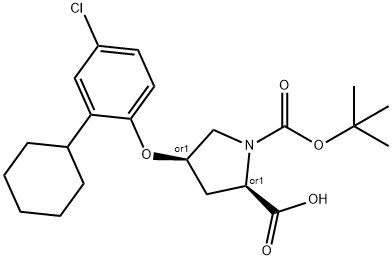 (2S,4S)-1-(TERT-BUTOXYCARBONYL)-4-(4-CHLORO-2-CYCLOHEXYLPHENOXY)-2-PYRROLIDINECARBOXYLIC ACID Struktur