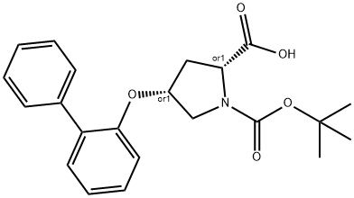 (2S,4S)-4-([1,1'-BIPHENYL]-2-YLOXY)-1-(TERT-BUTOXY-CARBONYL)-2-PYRROLIDINECARBOXYLIC ACID Struktur