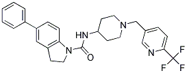 5-PHENYL-N-(1-([6-(TRIFLUOROMETHYL)PYRIDIN-3-YL]METHYL)PIPERIDIN-4-YL)INDOLINE-1-CARBOXAMIDE Struktur