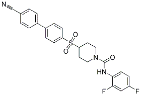 4-[(4'-CYANOBIPHENYL-4-YL)SULFONYL]-N-(2,4-DIFLUOROPHENYL)PIPERIDINE-1-CARBOXAMIDE Struktur