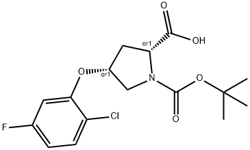 (2S,4S)-1-(TERT-BUTOXYCARBONYL)-4-(2-CHLORO-5-FLUOROPHENOXY)-2-PYRROLIDINECARBOXYLIC ACID Struktur