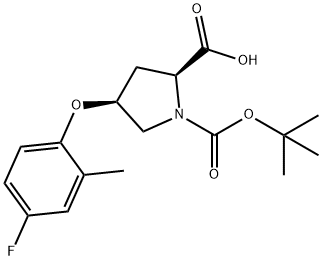 (2S,4S)-1-(TERT-BUTOXYCARBONYL)-4-(4-FLUORO-2-METHYLPHENOXY)-2-PYRROLIDINECARBOXYLIC ACID Struktur