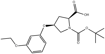 (2S,4S)-1-(TERT-BUTOXYCARBONYL)-4-(3-ETHOXY-PHENOXY)-2-PYRROLIDINECARBOXYLIC ACID Struktur