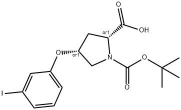 (2S,4S)-1-(TERT-BUTOXYCARBONYL)-4-(3-IODOPHENOXY)-2-PYRROLIDINECARBOXYLIC ACID Struktur