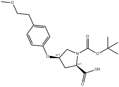 (2S,4S)-1-(TERT-BUTOXYCARBONYL)-4-[4-(2-METHOXY-ETHYL)PHENOXY]-2-PYRROLIDINECARBOXYLIC ACID Struktur