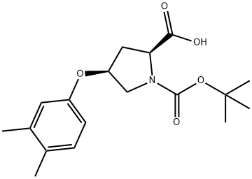 (2S,4S)-1-(TERT-BUTOXYCARBONYL)-4-(3,4-DIMETHYL-PHENOXY)-2-PYRROLIDINECARBOXYLIC ACID Struktur