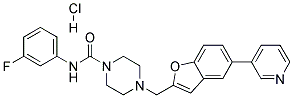 N-(3-FLUOROPHENYL)-4-[(5-PYRIDIN-3-YL-1-BENZOFURAN-2-YL)METHYL]PIPERAZINE-1-CARBOXAMIDE HYDROCHLORIDE Struktur