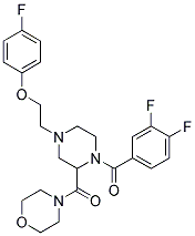 4-((1-(3,4-DIFLUOROBENZOYL)-4-[2-(4-FLUOROPHENOXY)ETHYL]PIPERAZIN-2-YL)CARBONYL)MORPHOLINE Struktur