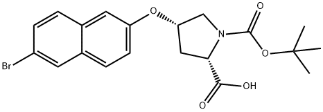 (2S,4S)-4-[(6-BROMO-2-NAPHTHYL)OXY]-1-(TERT-BUTOXYCARBONYL)-2-PYRROLIDINECARBOXYLIC ACID Struktur