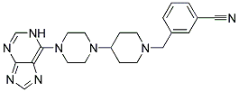 3-((4-[4-(1H-PURIN-6-YL)PIPERAZIN-1-YL]PIPERIDIN-1-YL)METHYL)BENZONITRILE Struktur