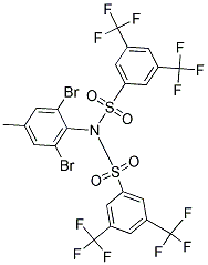 N-{[3,5-bis(trifluoromethyl)phenyl]sulphonyl}-N-(2,6-dibromo-4-methylphenyl)-3,5-bis(trifluoromethyl)benzenesulphonamide Struktur