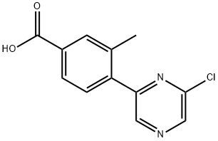 4-(6-Chloro-pyrazin-2-yl)-3-methyl-benzoicacid Struktur