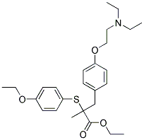 3-[4-(2-DIETHYLAMINO-ETHOXY)-PHENYL]-2-(4-ETHOXY-PHENYLSULFANYL)-2-METHYL-PROPIONIC ACID ETHYL ESTER Struktur