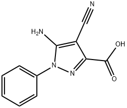 5-amino-4-cyano-1-phenyl-1H-pyrazole-3-carboxylic acid Struktur