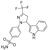 4-[5-(1H-INDOL-3-YL)-3-TRIFLUOROMETHYL-4,5-DIHYDRO-PYRAZOL-1-YL]-BENZENESULFONAMIDE Struktur