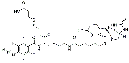 2-[N2-(4-AZIDO-2,3,5,6-TETRAFLUOROBENZOYL)-N6-(6 -BIOTINAMIDOCAPROYL)-L-LYSINYL]ETHYL 2-CARBOXYETHYL DISULFIDE Struktur