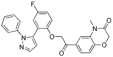 6-{2-[4-FLUORO-2-(2-PHENYL-2H-PYRAZOL-3-YL)-PHENOXY]-ACETYL}-4-METHYL-4H-BENZO[1,4]OXAZIN-3-ONE Struktur