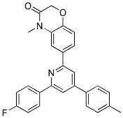 6-[6-(4-FLUORO-PHENYL)-4-P-TOLYL-PYRIDIN-2-YL]-4-METHYL-4H-BENZO[1,4]OXAZIN-3-ONE Struktur