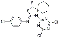 N1-[1-(4,6-dichloro-1,3,5-triazin-2-yl)-4-methylidene-3-thia-1-azaspiro[4.5]dec-2-yliden]-4-chloroaniline Struktur